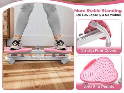 Body Shaping Waist Twister Board - Silent Abdominal Exercise Equipment, Non-Slip Rotating Disc with Stretch Resistance Bands, 330lbs Capacity Indoor Fitness Gear for Waist & Abs Workout,summerwins