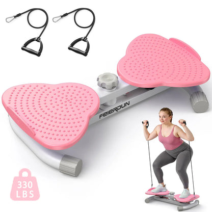 Body Shaping Waist Twister Board - Silent Abdominal Exercise Equipment, Non-Slip Rotating Disc with Stretch Resistance Bands, 330lbs Capacity Indoor Fitness Gear for Waist & Abs Workout,summerwins