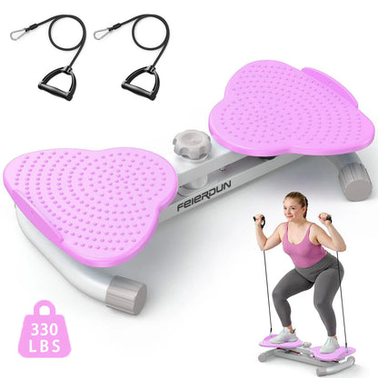 Body Shaping Waist Twister Board - Silent Abdominal Exercise Equipment, Non-Slip Rotating Disc with Stretch Resistance Bands, 330lbs Capacity Indoor Fitness Gear for Waist & Abs Workout,summerwins